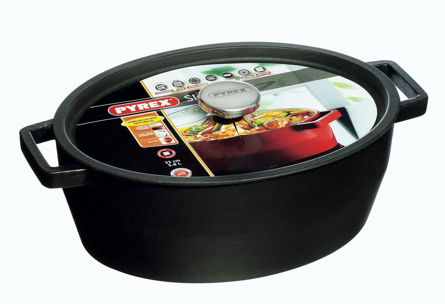 PYREX Slowcook Roasting Dish – De perfecte mix van traditie en moderne kooktalent in een ovale gietijzeren braadpan, ovenvast tot 280 °C