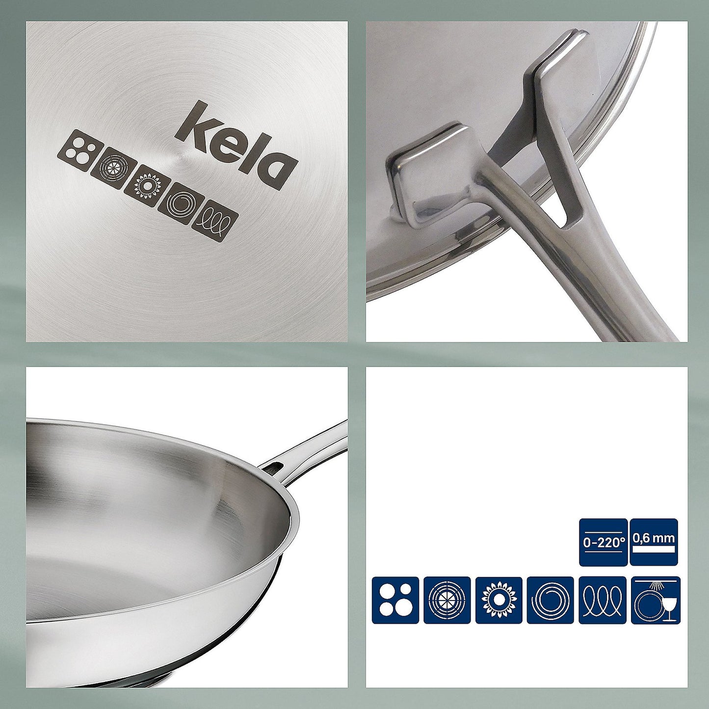 FLAVORIA koekenpan RVS 24 cm – Glanzende alleskunner met energiezuinige bodem