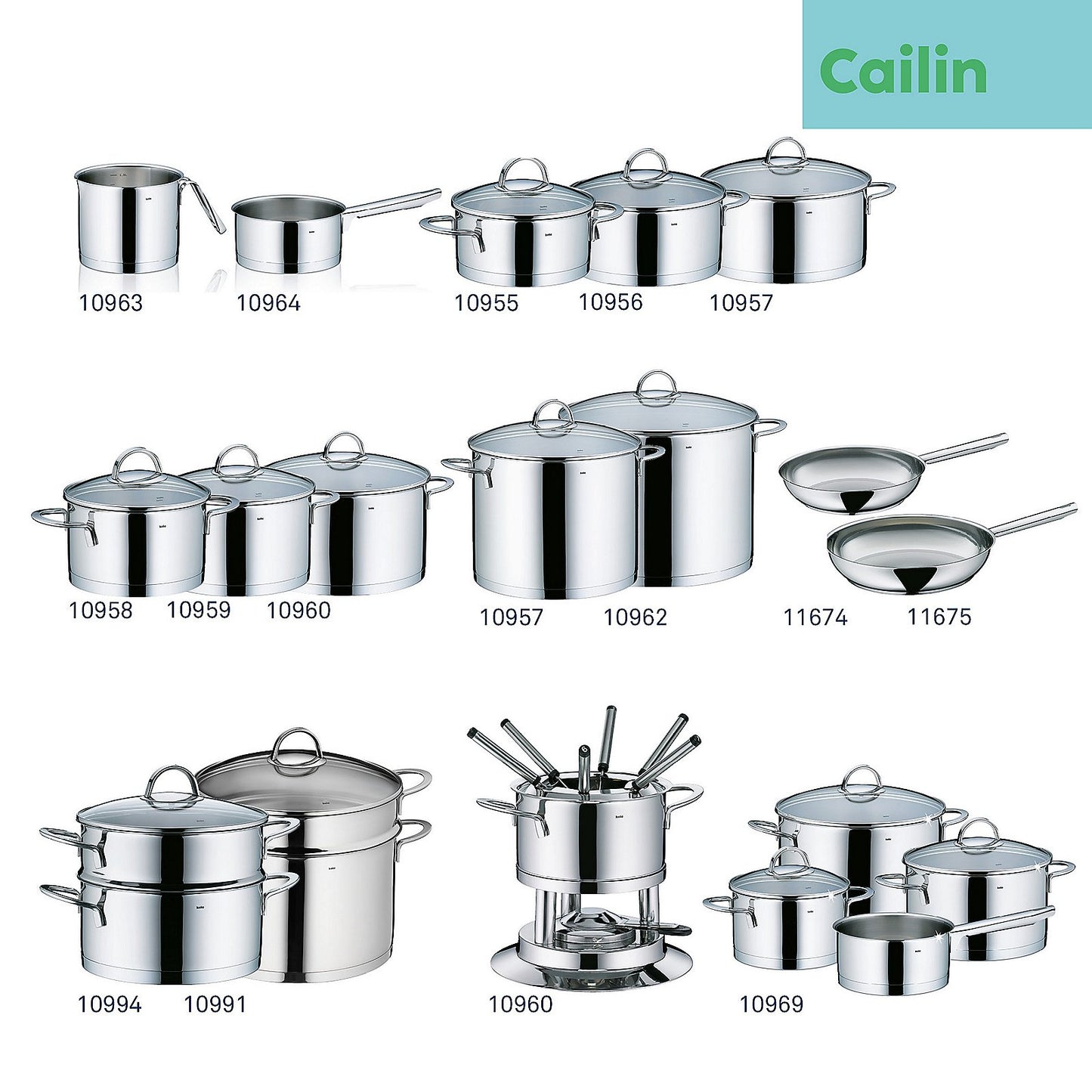 Cailin Pannenset Ø 16, 20 en 24 cm Kookpan en Ø 20 cm Steelpan