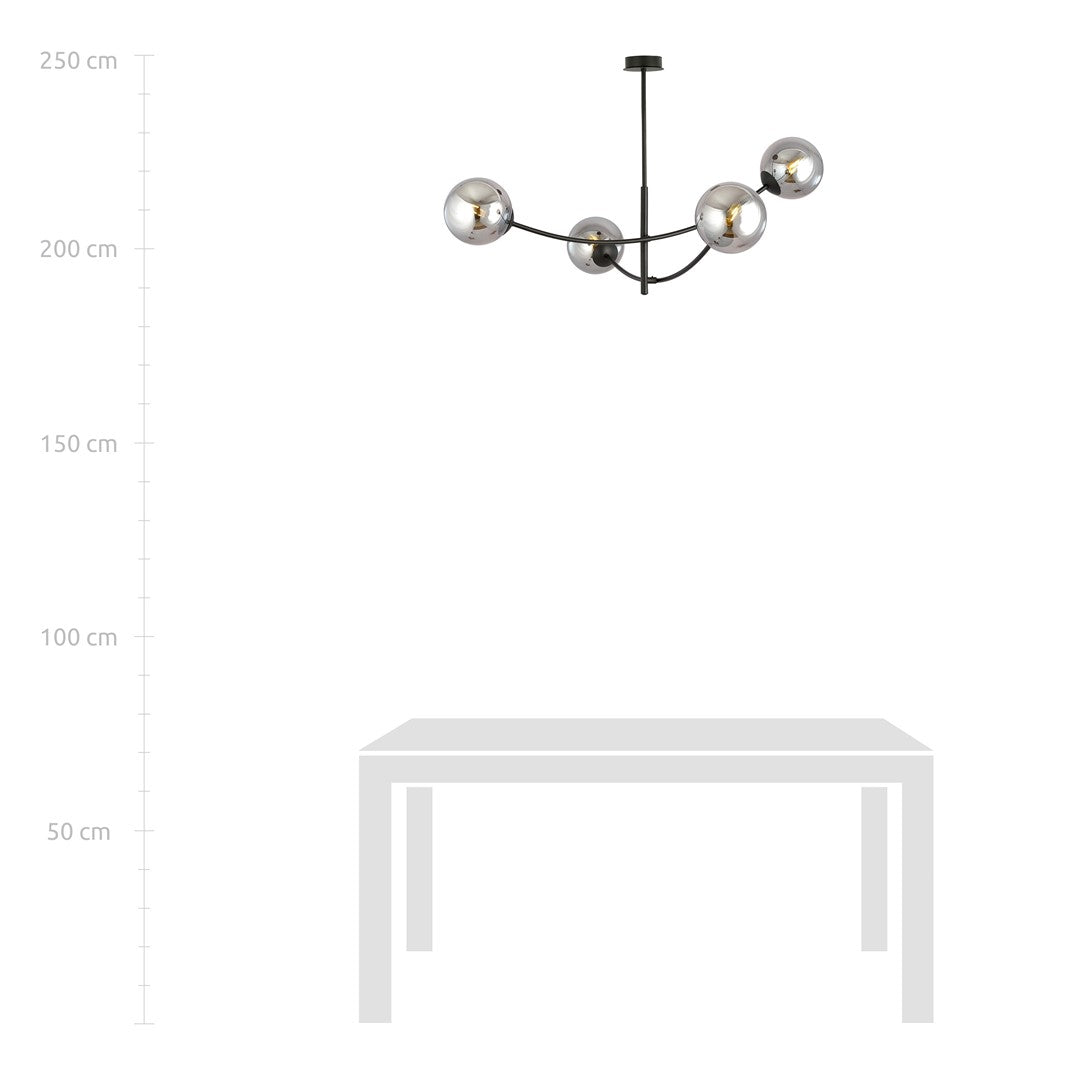 HUNTER 4 BLACK GRAFIT – Stijlvolle plafondlamp met minimalistisch karakter en glazen accenten