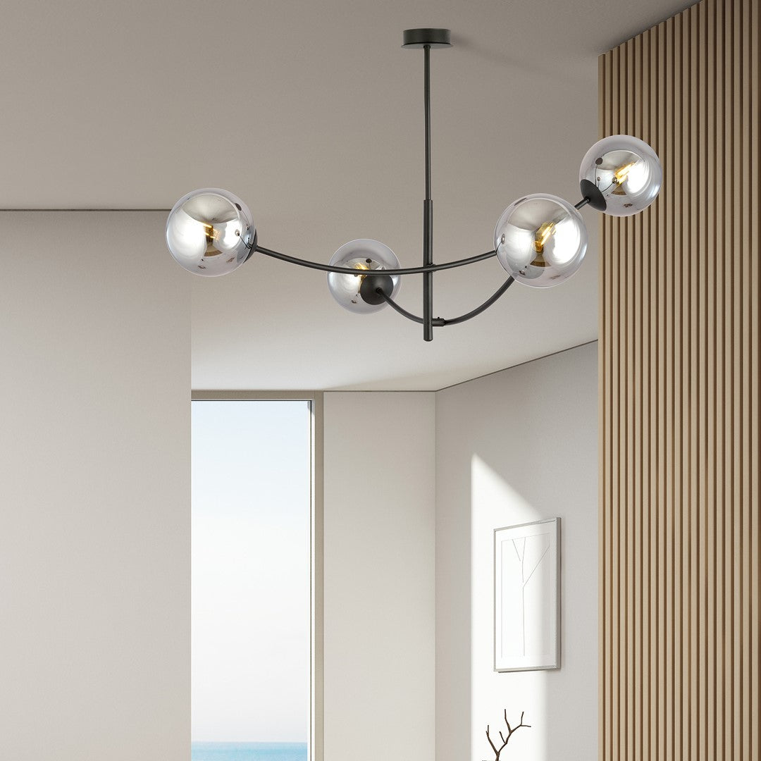 HUNTER 4 BLACK GRAFIT – Stijlvolle plafondlamp met minimalistisch karakter en glazen accenten