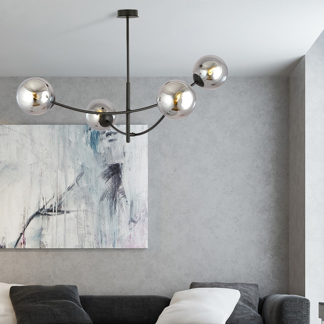 HUNTER 4 BLACK GRAFIT – Stijlvolle plafondlamp met minimalistisch karakter en glazen accenten