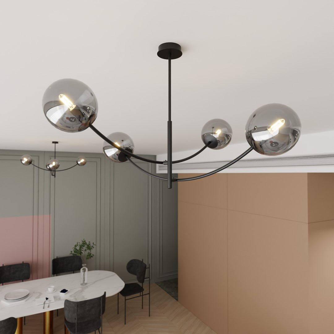 HUNTER 4 BLACK GRAFIT – Stijlvolle plafondlamp met minimalistisch karakter en glazen accenten