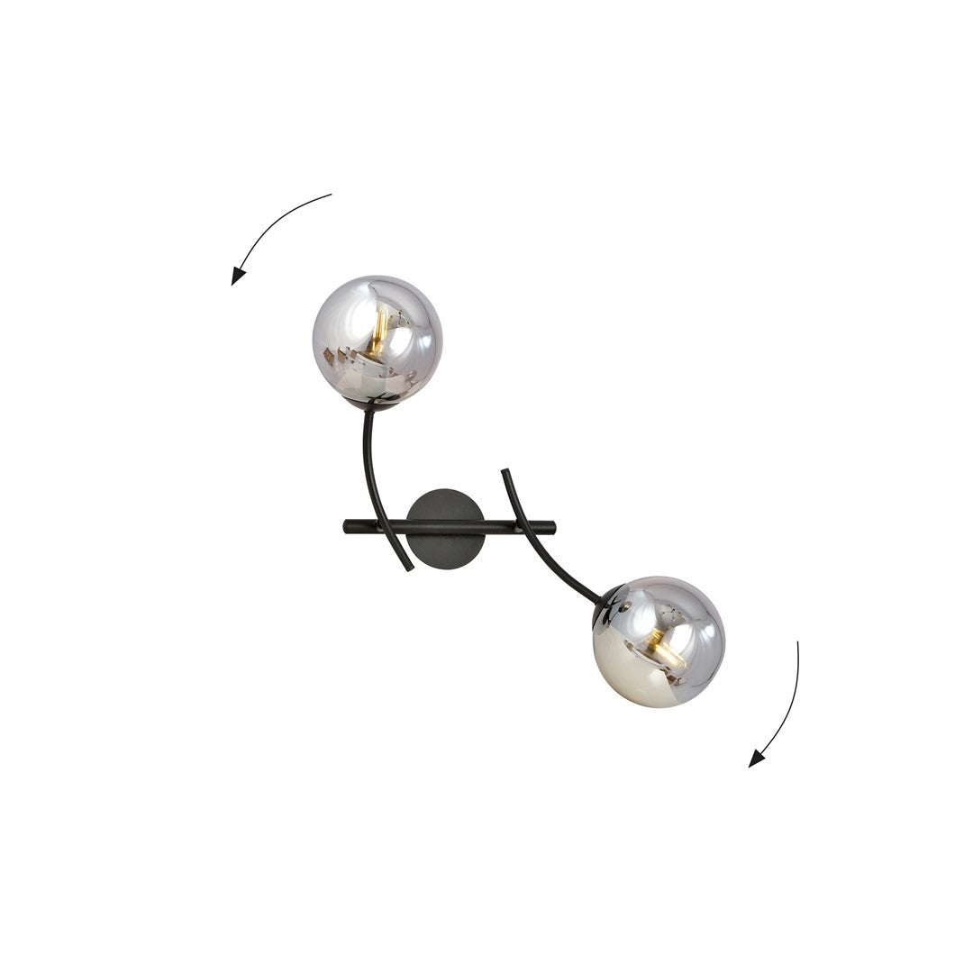 HUNTER K2 – Stijlvolle wandlamp met elegante glazen kap in modern design