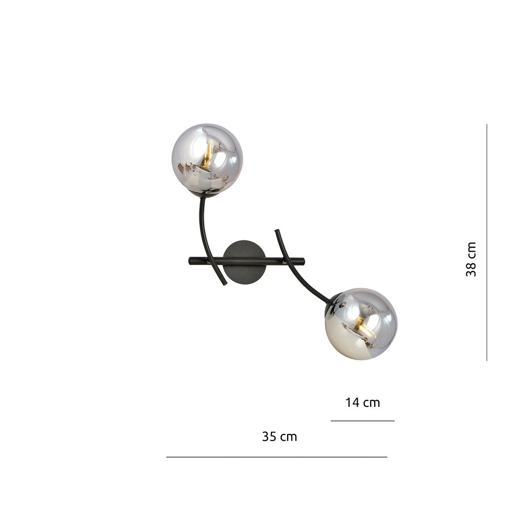 HUNTER K2 – Stijlvolle wandlamp met elegante glazen kap in modern design