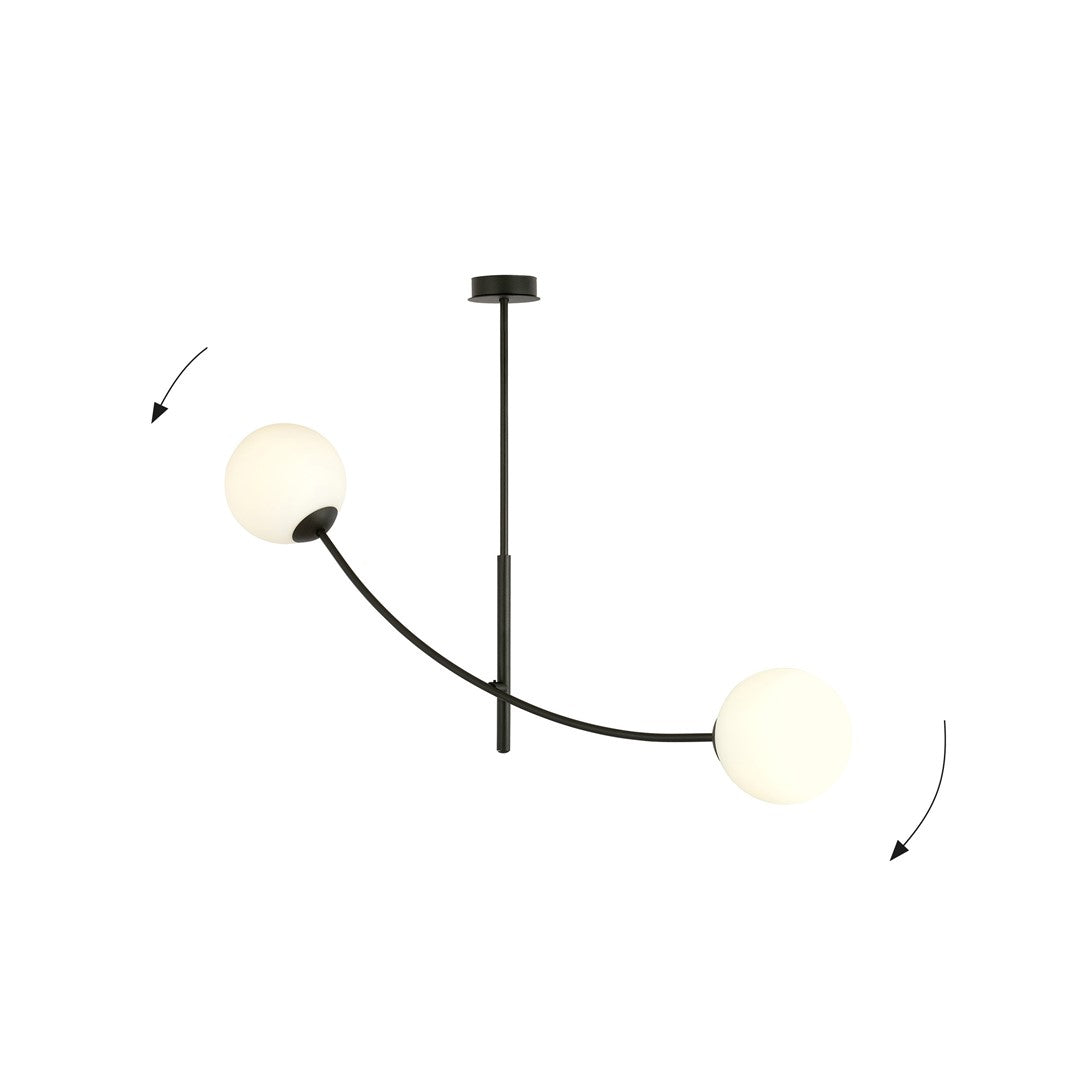 HUNTER 2 BLACK OPAL – Minimalistische plafondlamp met elegante uitstraling
