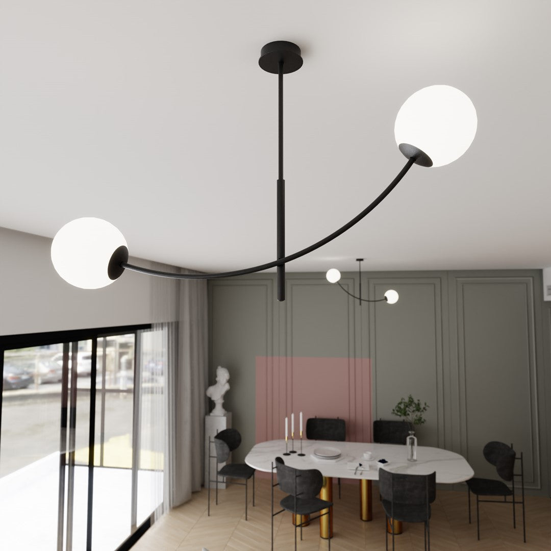 HUNTER 2 BLACK OPAL – Minimalistische plafondlamp met elegante uitstraling