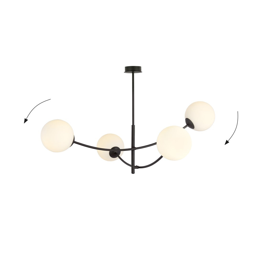 HUNTER 4 BLACK OPAL – Stijlvolle plafondlamp met moderne elegantie