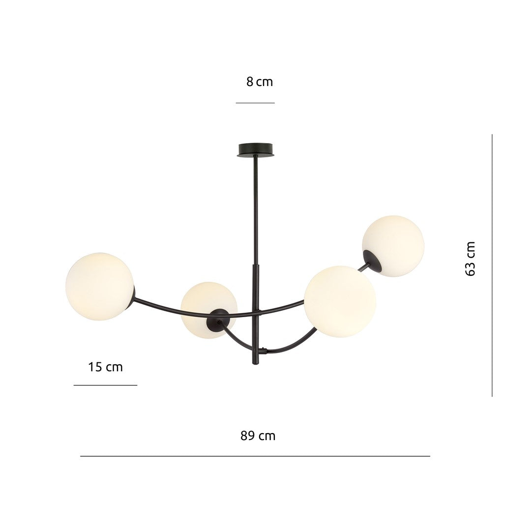 HUNTER 4 BLACK OPAL – Stijlvolle plafondlamp met moderne elegantie