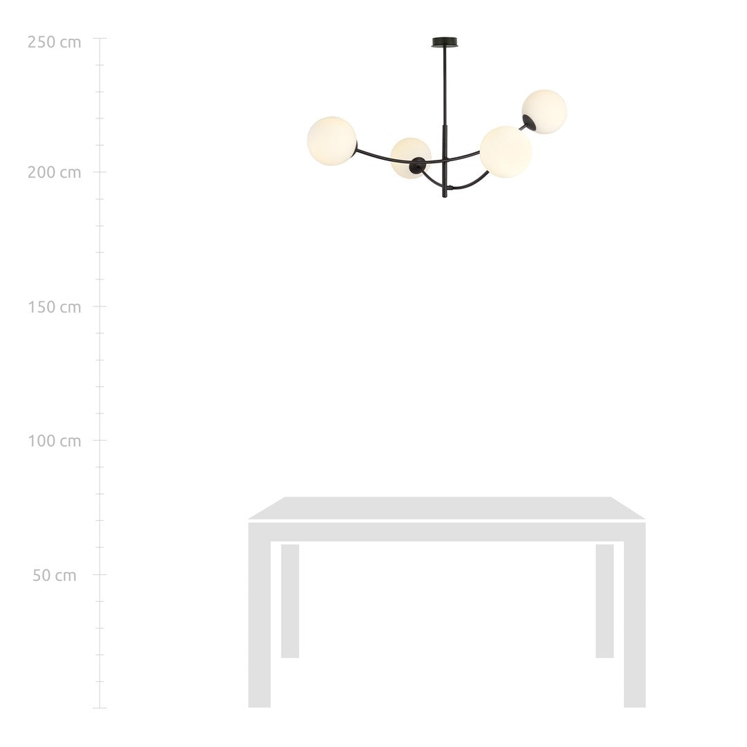 HUNTER 4 BLACK OPAL – Stijlvolle plafondlamp met moderne elegantie