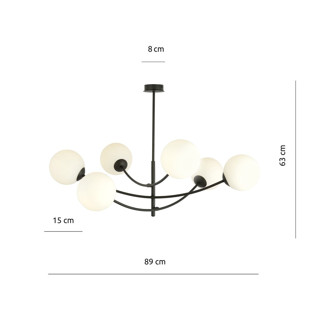 HUNTER 6 BLACK OPAL – Minimalistische blikvanger met elegante glazen lampenkappen