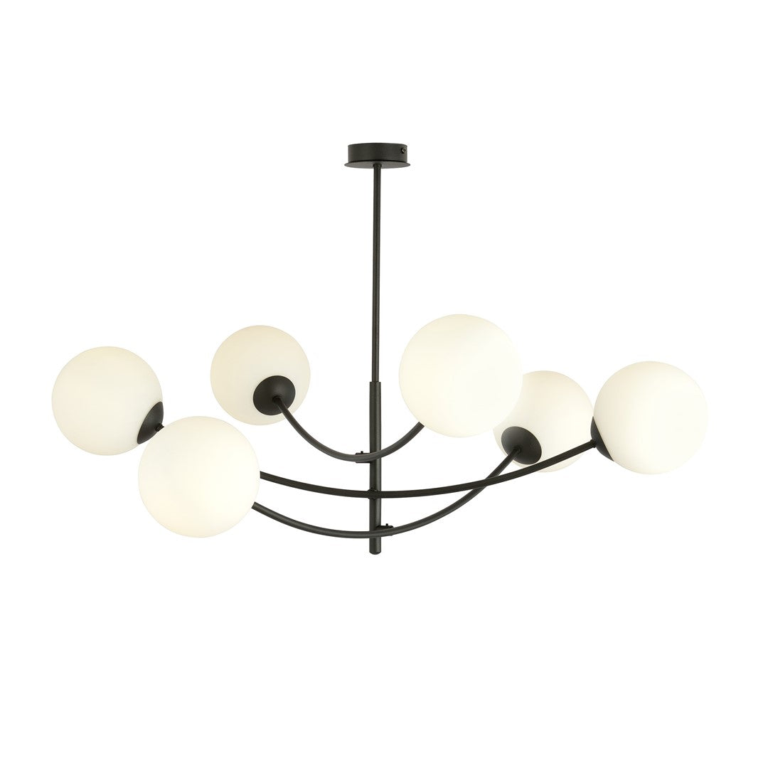 HUNTER 6 BLACK OPAL – Minimalistische blikvanger met elegante glazen lampenkappen