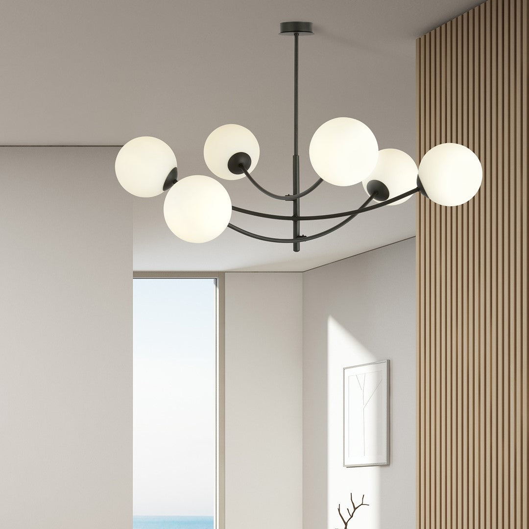 HUNTER 6 BLACK OPAL – Minimalistische blikvanger met elegante glazen lampenkappen