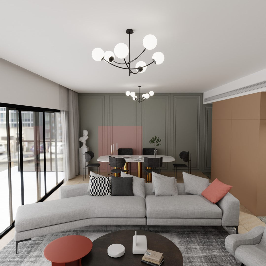 HUNTER 6 BLACK OPAL – Minimalistische blikvanger met elegante glazen lampenkappen