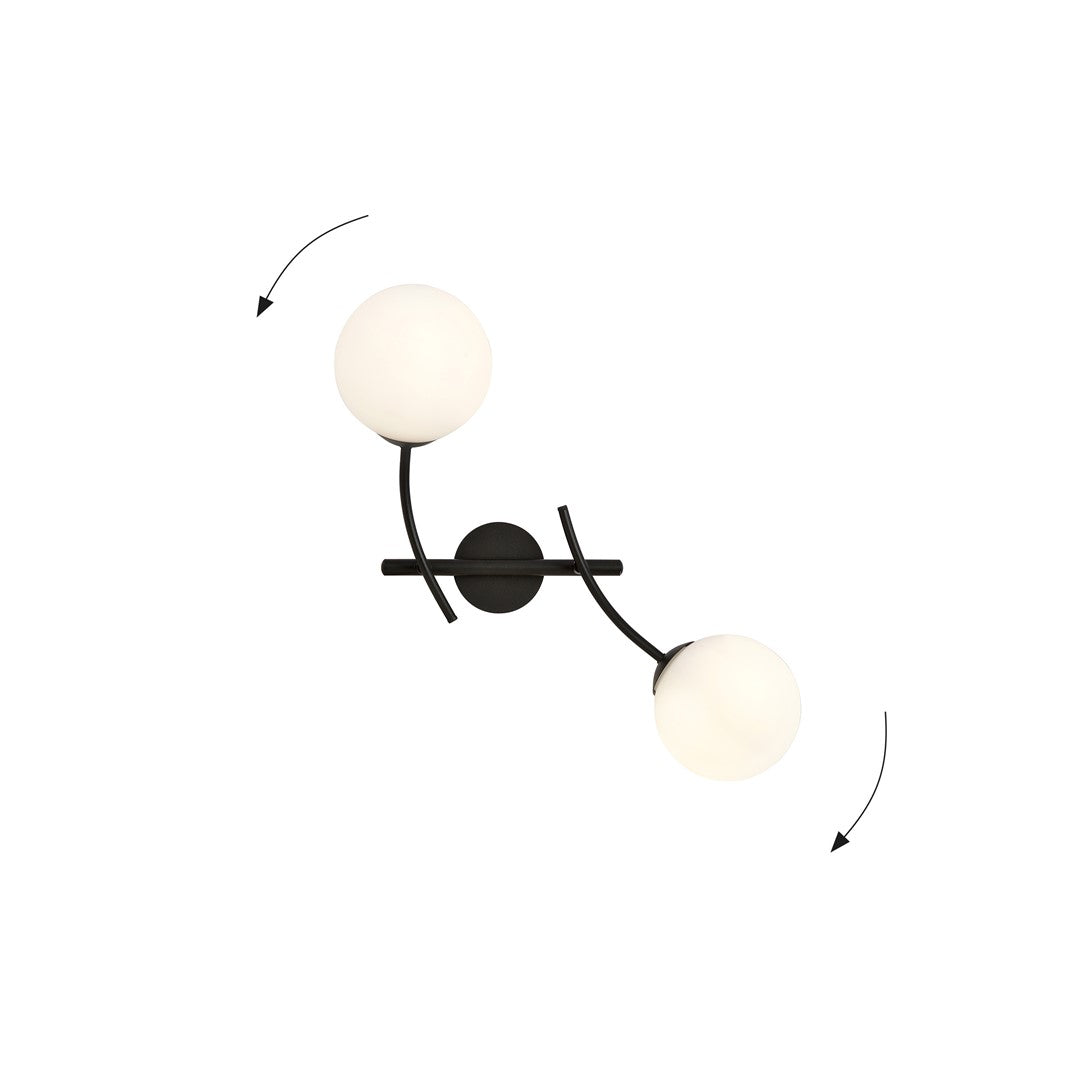 HUNTER K2 BLACK OPAL – Stijlvolle wandlamp met verfijnde glazen details