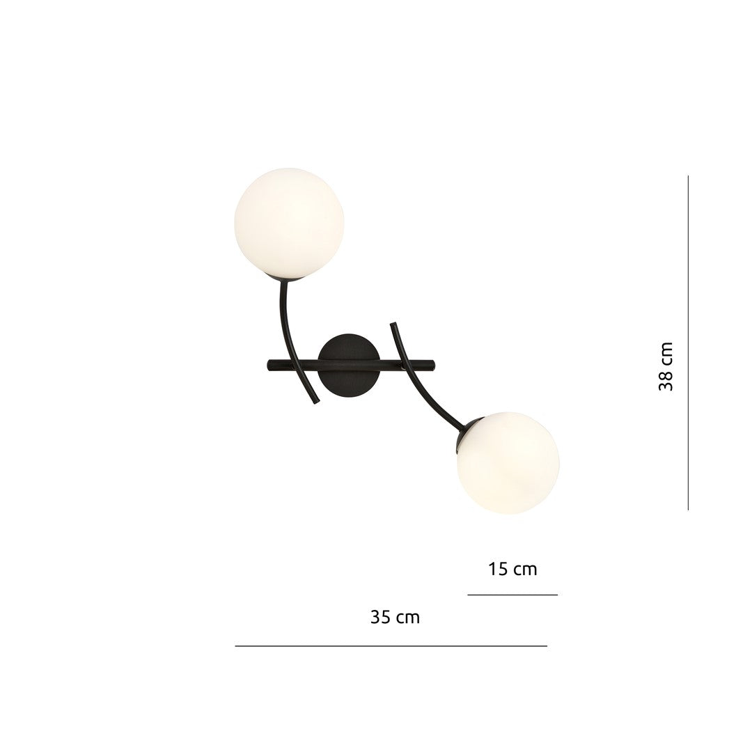 HUNTER K2 BLACK OPAL – Stijlvolle wandlamp met verfijnde glazen details