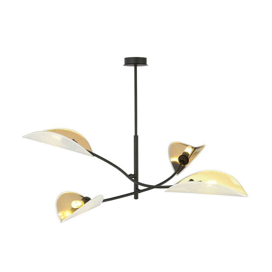 LOTUS 4 WHITE GOLD – Elegante plafondlamp met verfijnde bladvormige kappen