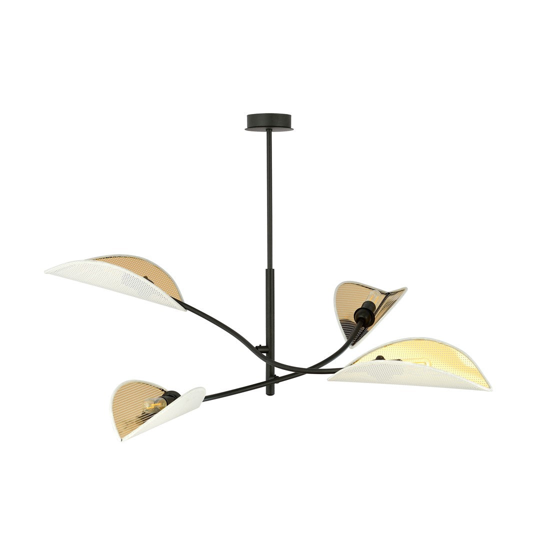 LOTUS 4 WHITE GOLD – Elegante plafondlamp met verfijnde bladvormige kappen