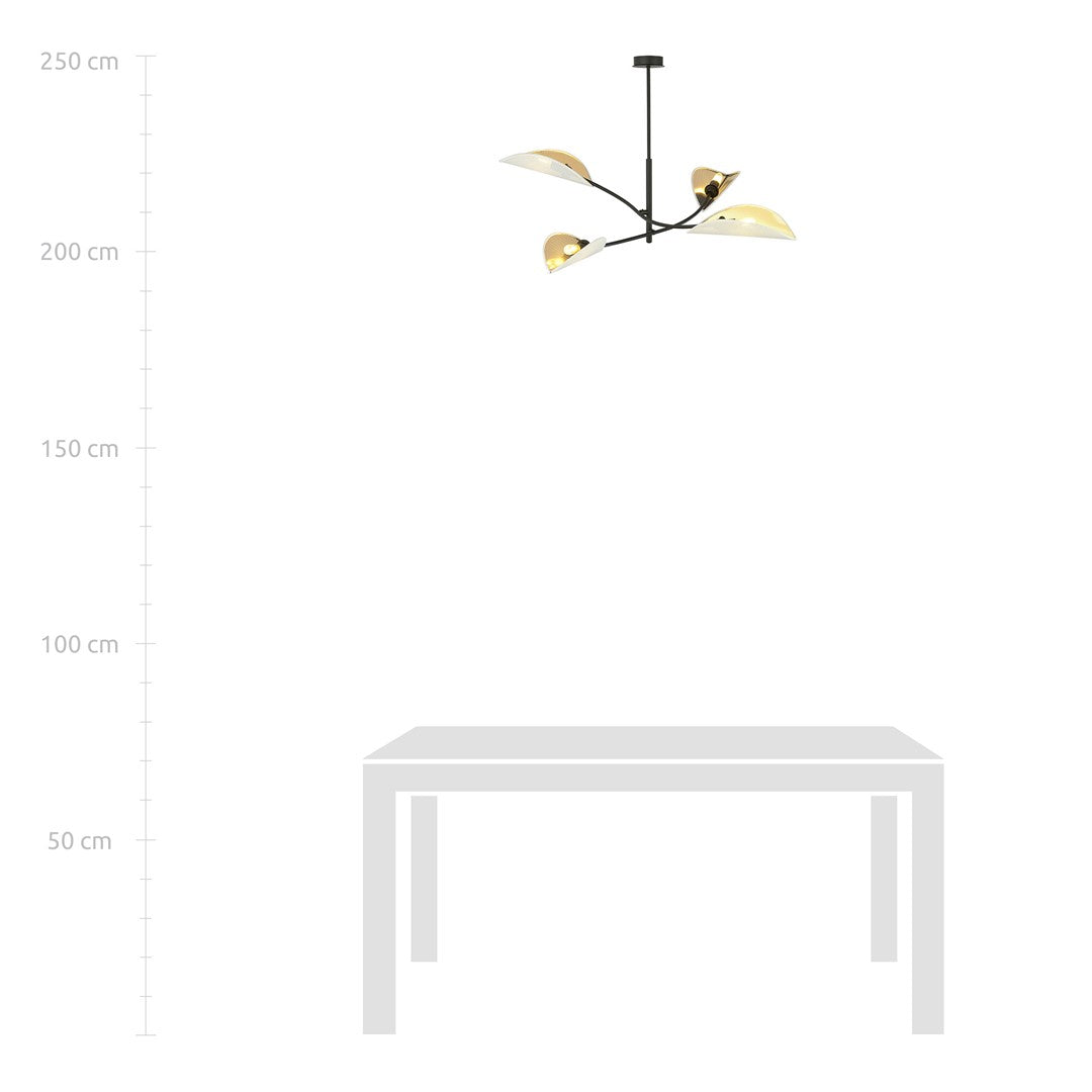 LOTUS 4 WHITE GOLD – Elegante plafondlamp met verfijnde bladvormige kappen