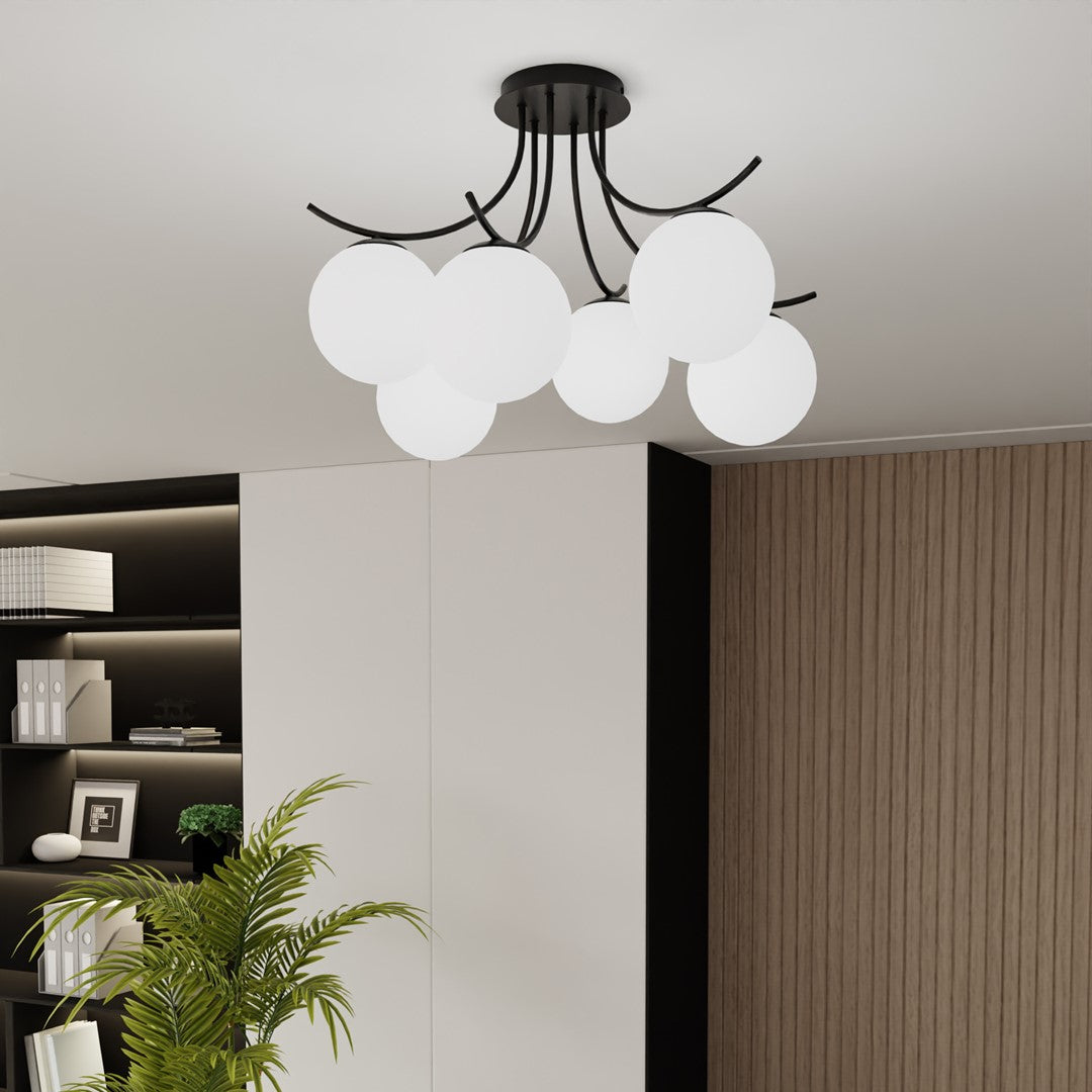 BOSTON 6 BLACK OPAL – Groots design voor stijlvolle verlichting van ruime interieurs
