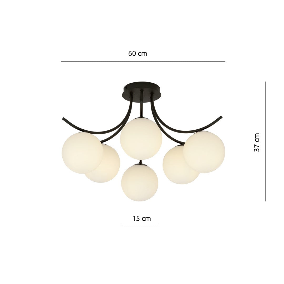 BOSTON 6 BLACK OPAL – Groots design voor stijlvolle verlichting van ruime interieurs