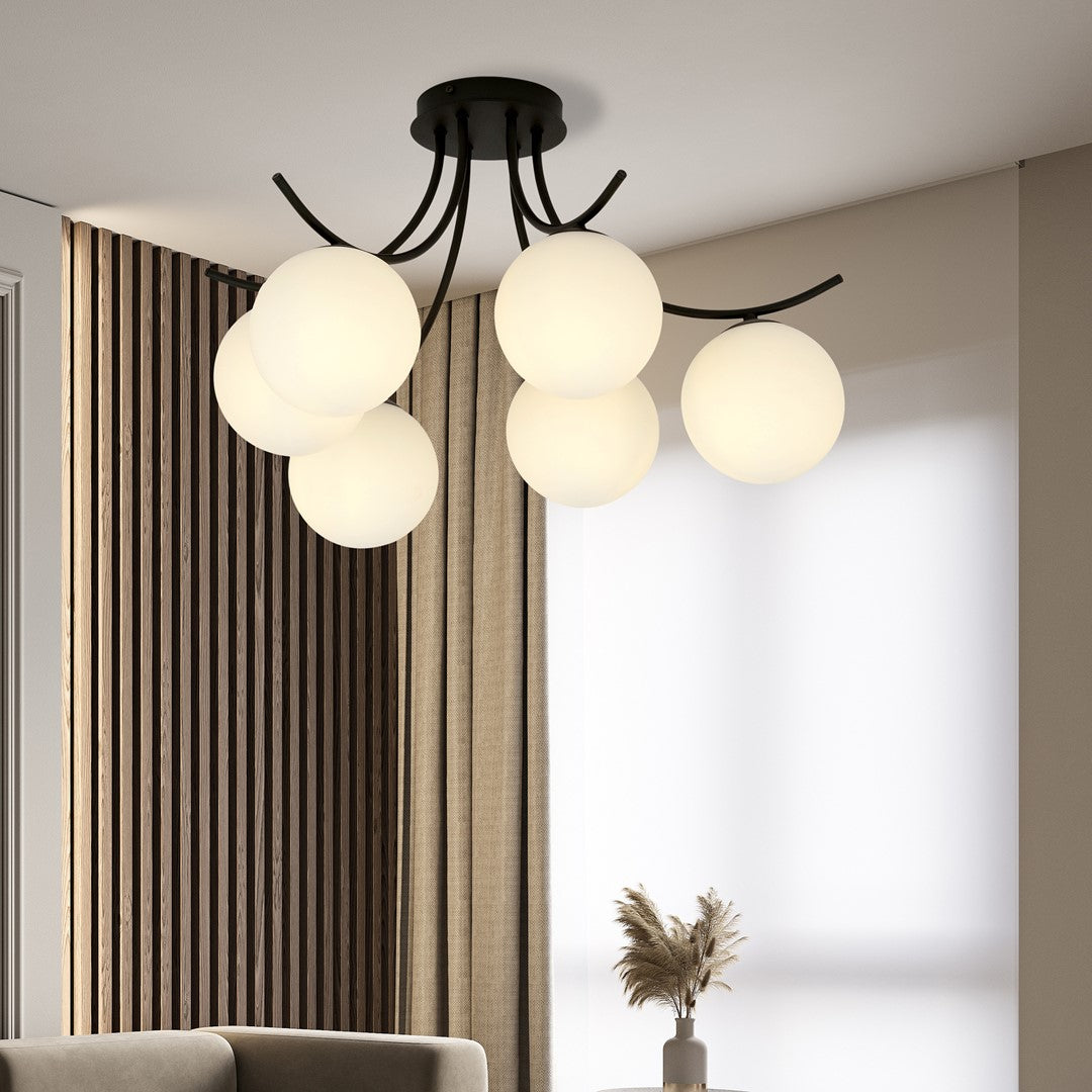 BOSTON 6 BLACK OPAL – Groots design voor stijlvolle verlichting van ruime interieurs