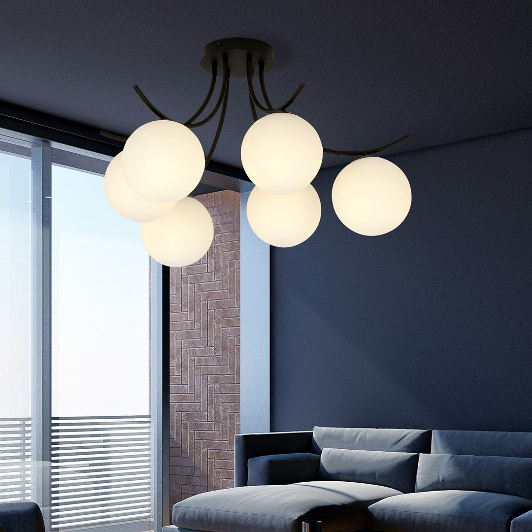BOSTON 6 BLACK OPAL – Groots design voor stijlvolle verlichting van ruime interieurs