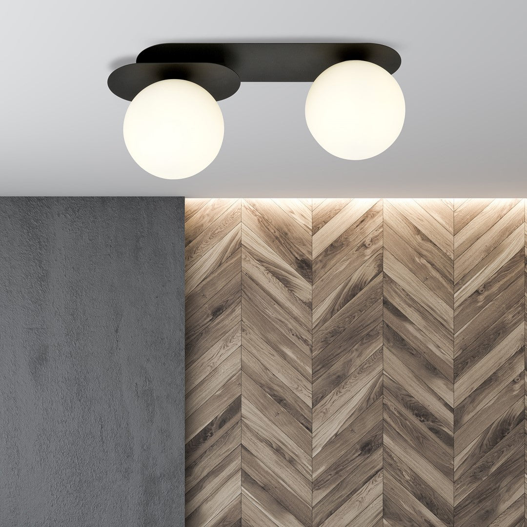 PLAZA 2 BLACK OPAL – Industriële plafondlamp met minimalistische uitstraling