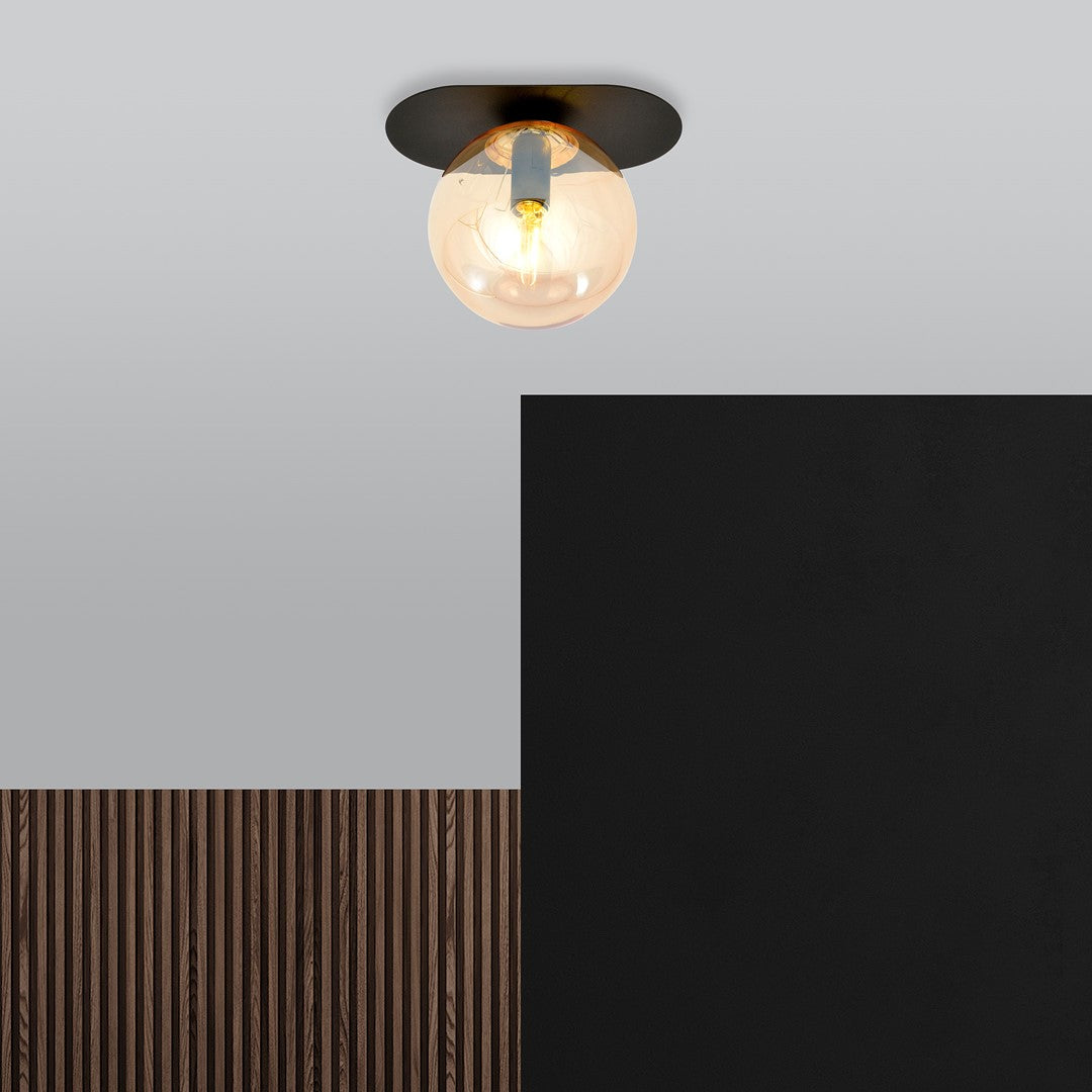 PLAZA 1 BLACK MIODOWY – Minimalistische plafondlamp met warme industriële flair
