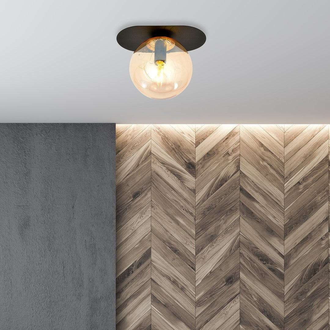 PLAZA 1 BLACK MIODOWY – Minimalistische plafondlamp met warme industriële flair