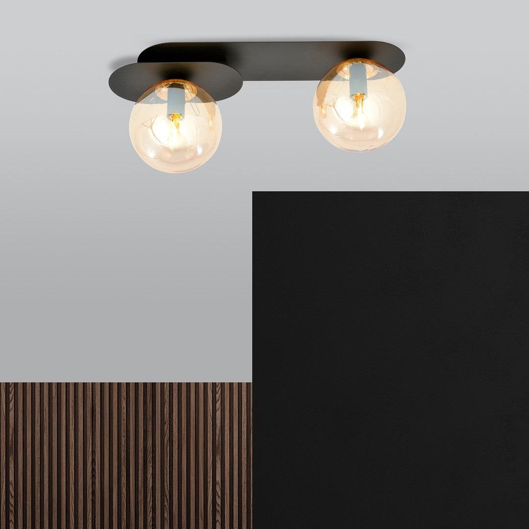 PLAZA 2 BLACK MIODOWY – Minimalistische plafondlamp met karakter en industriële flair