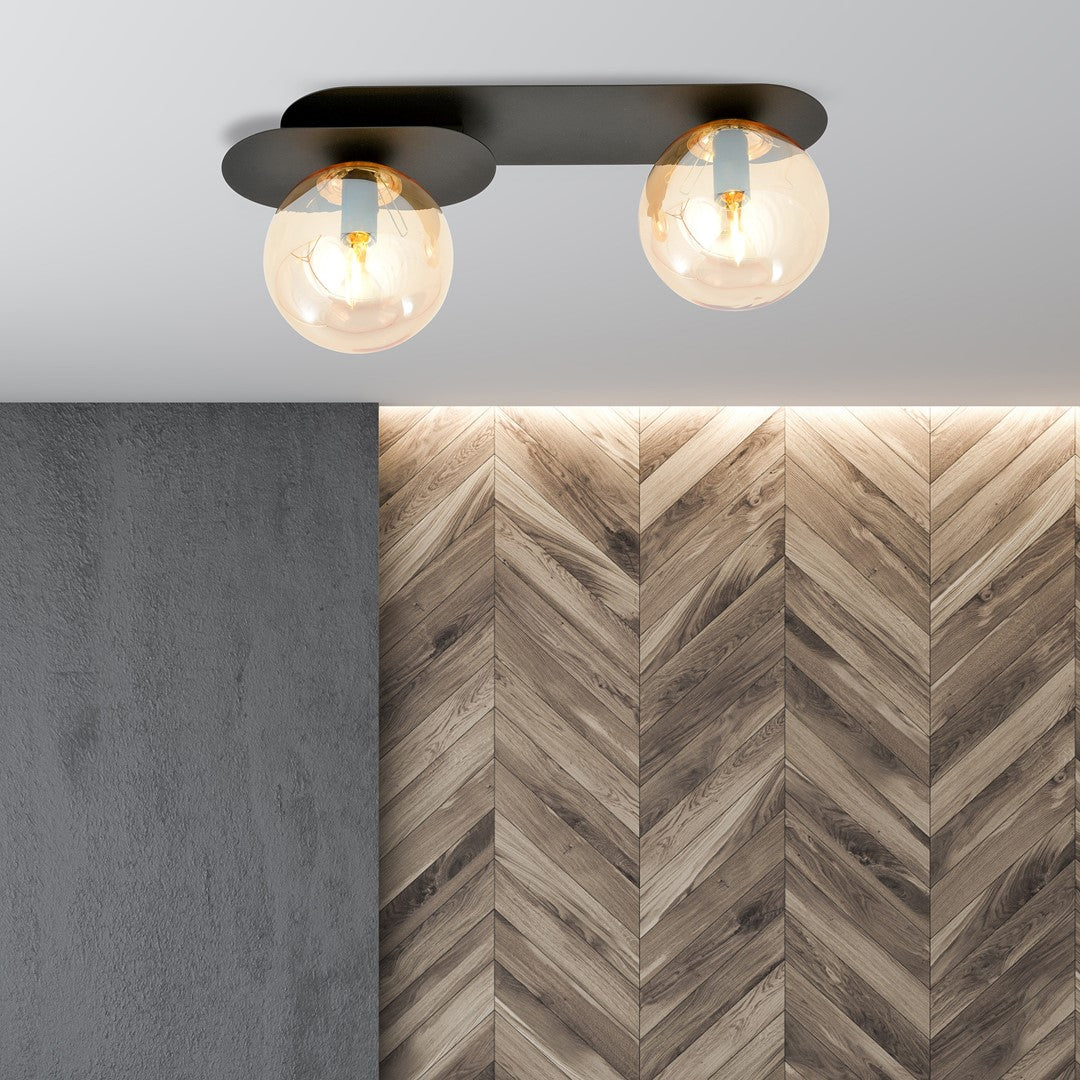 PLAZA 2 BLACK MIODOWY – Minimalistische plafondlamp met karakter en industriële flair