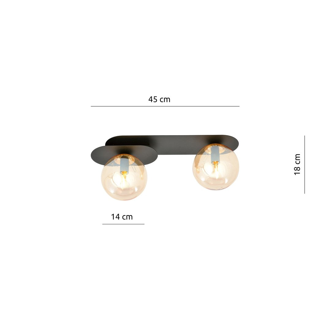 PLAZA 2 BLACK MIODOWY – Minimalistische plafondlamp met karakter en industriële flair