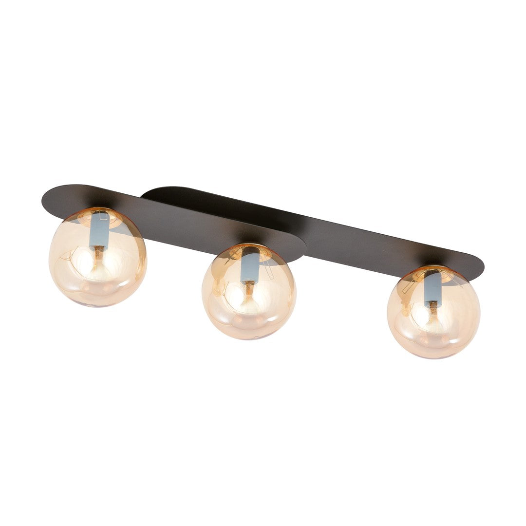 PLAZA 3 BLACK MIODOWY – Stoere plafondlamp met industriële charme en moderne flair