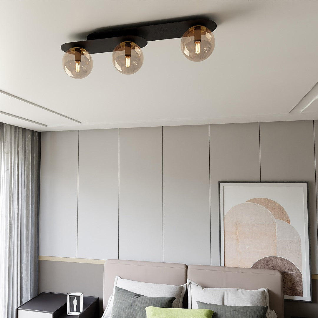 PLAZA 3 BLACK MIODOWY – Stoere plafondlamp met industriële charme en moderne flair