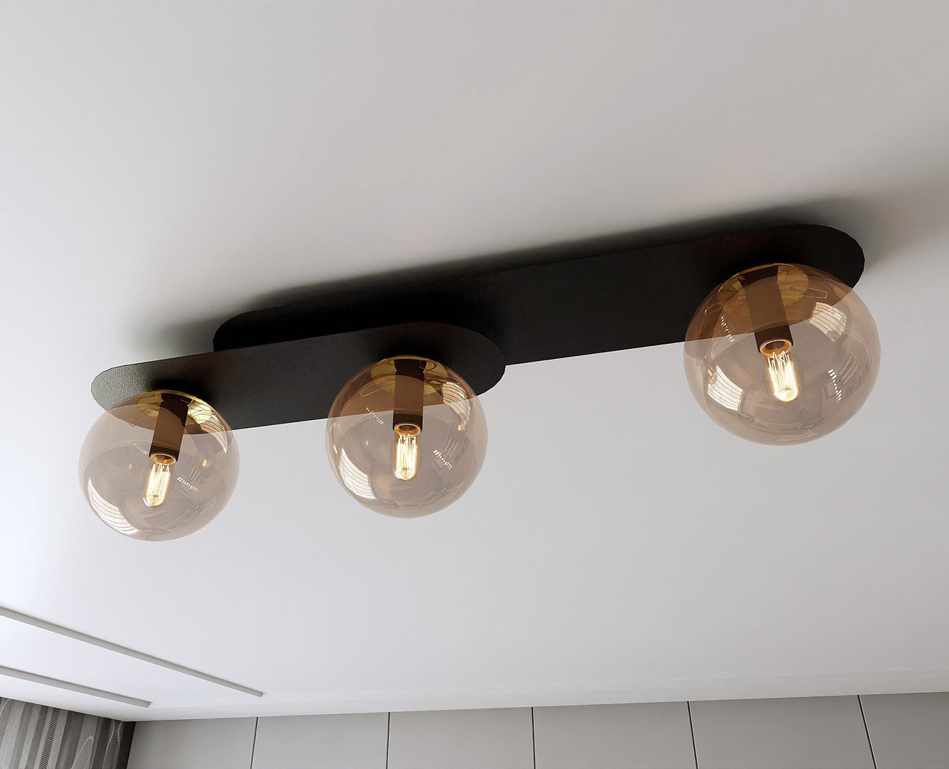 PLAZA 3 BLACK MIODOWY – Stoere plafondlamp met industriële charme en moderne flair