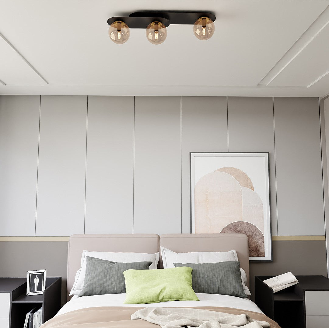 PLAZA 3 BLACK MIODOWY – Stoere plafondlamp met industriële charme en moderne flair