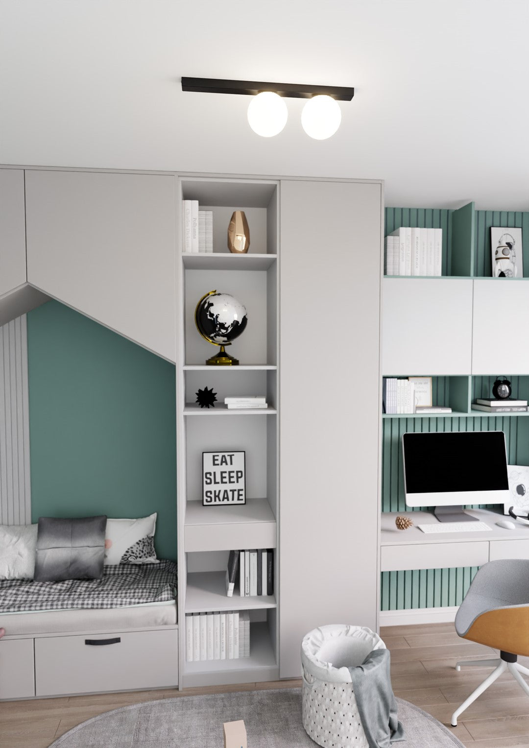 FIT 2 BLACK OPAL – Minimalistische plafondlamp met industriële flair