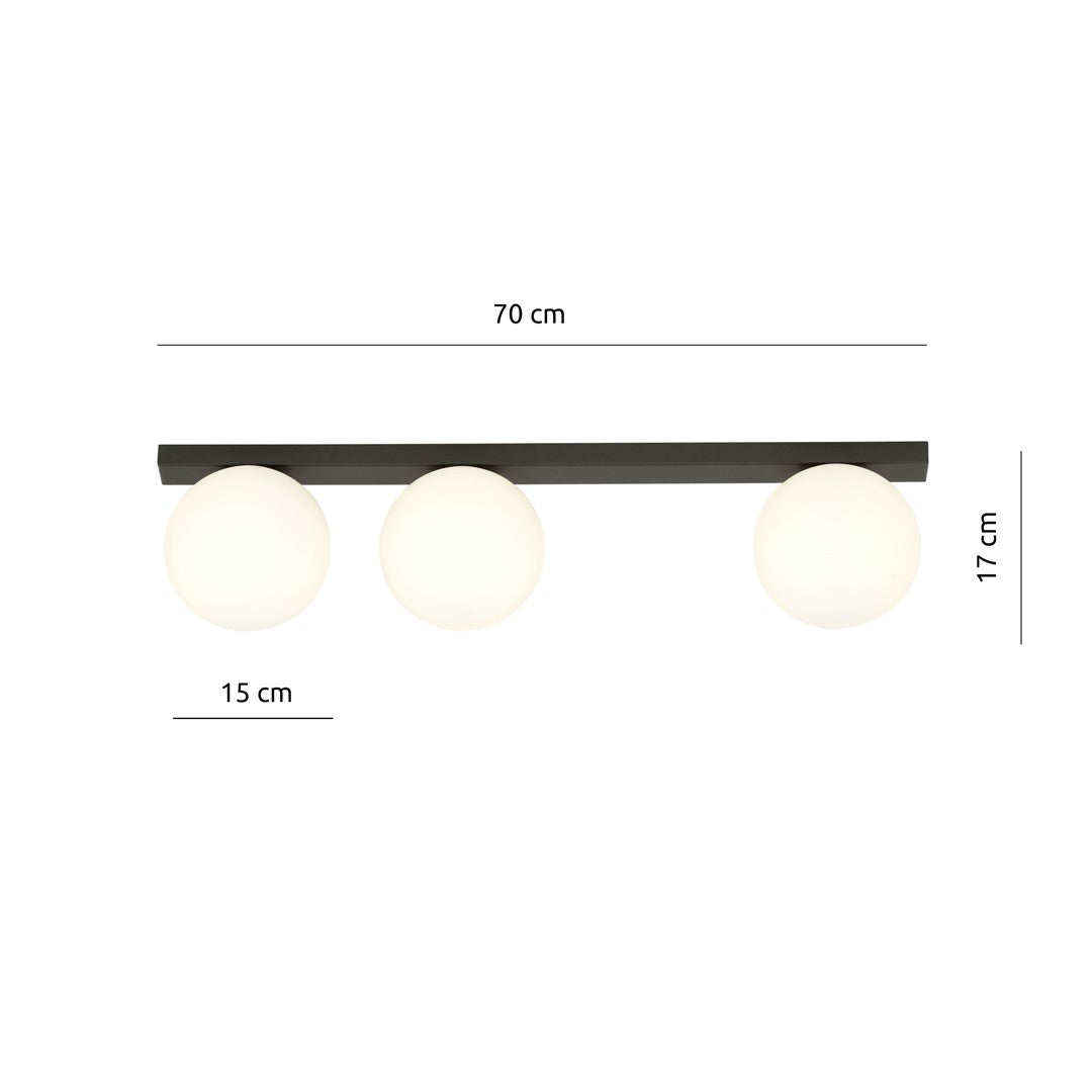 FIT 3 BLACK OPAL – Minimalistische plafondlamp met industriële uitstraling