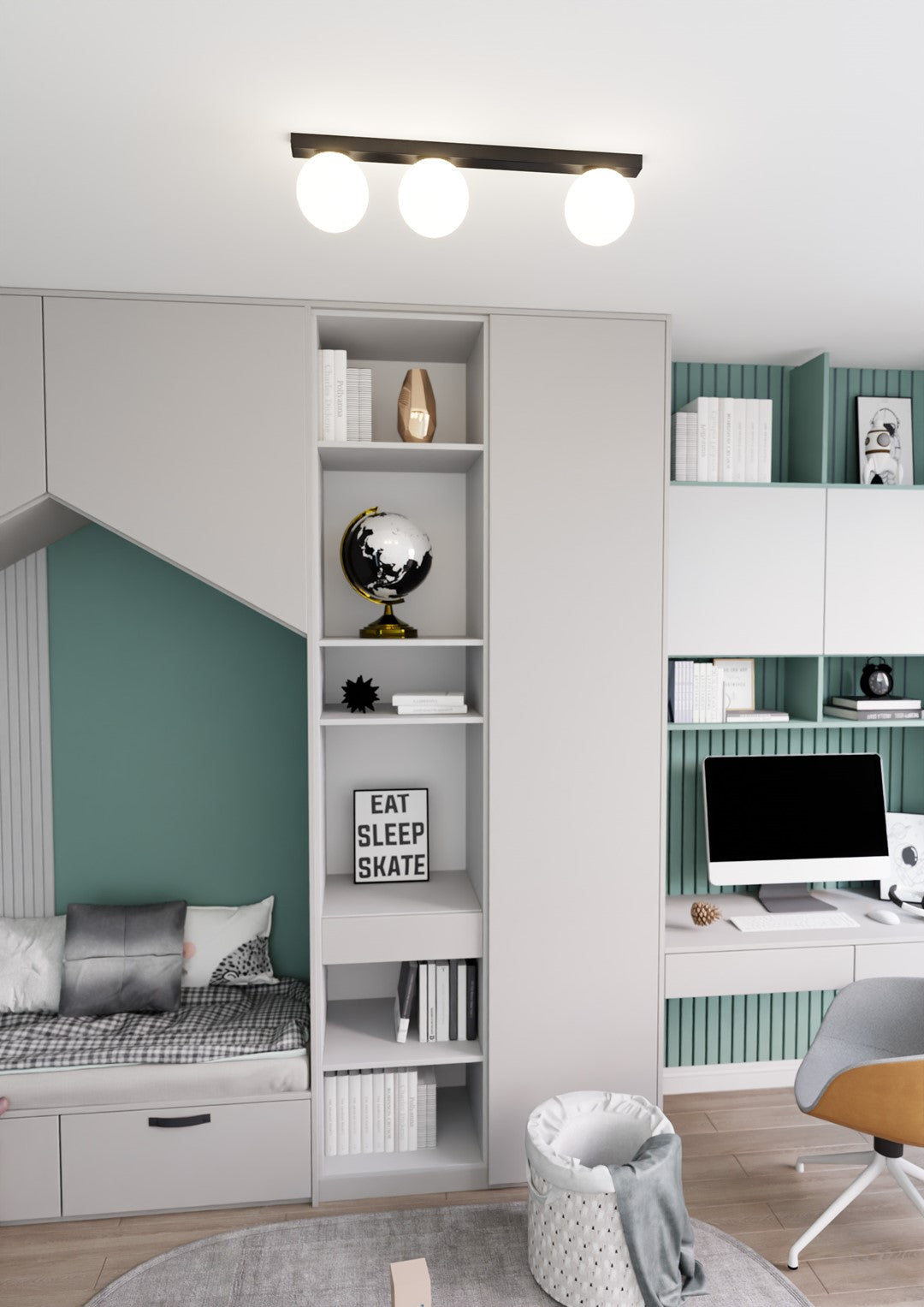 FIT 3 BLACK OPAL – Minimalistische plafondlamp met industriële uitstraling
