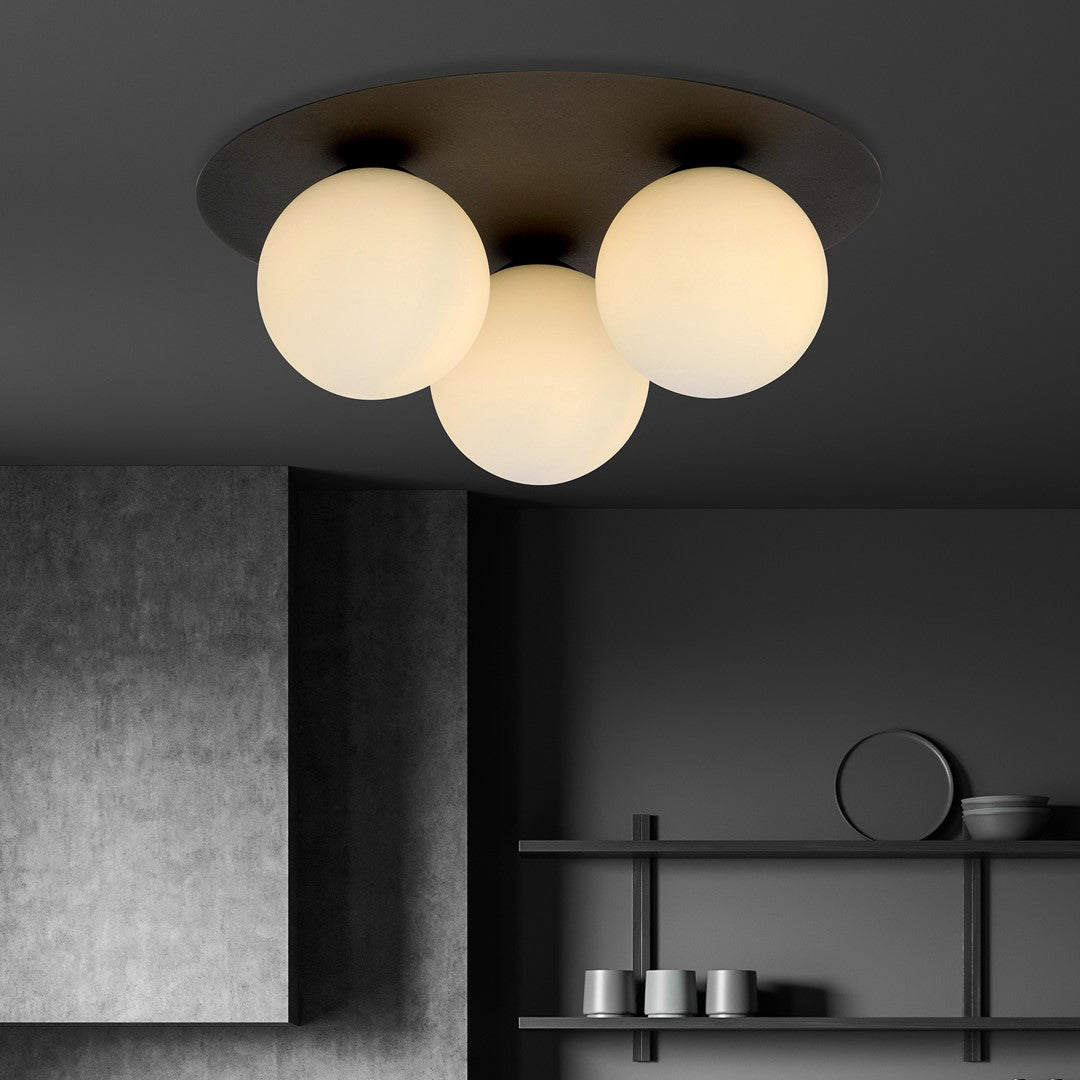 SOLAR 3 BLACK OPAL – Stoere plafondlamp met industrieel karakter