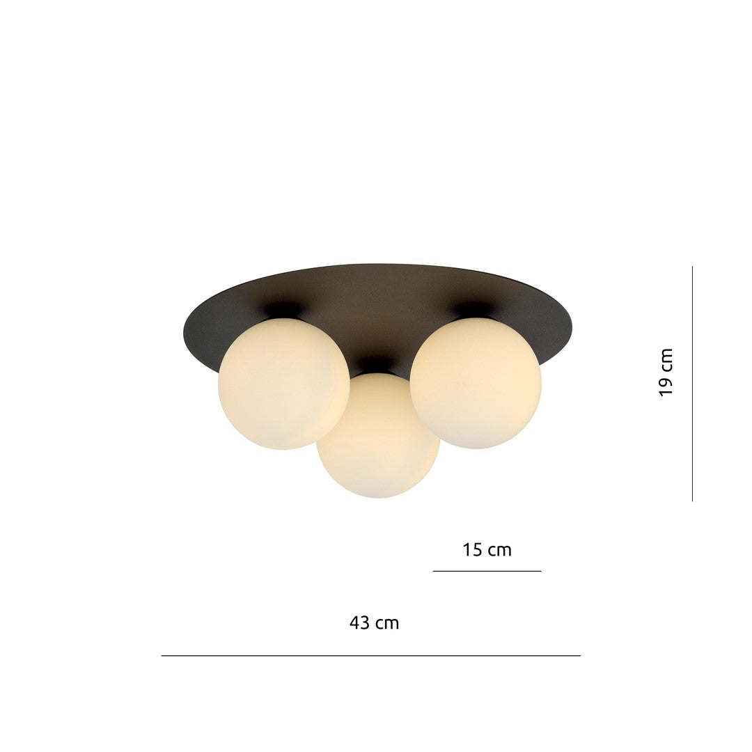 SOLAR 3 BLACK OPAL – Stoere plafondlamp met industrieel karakter