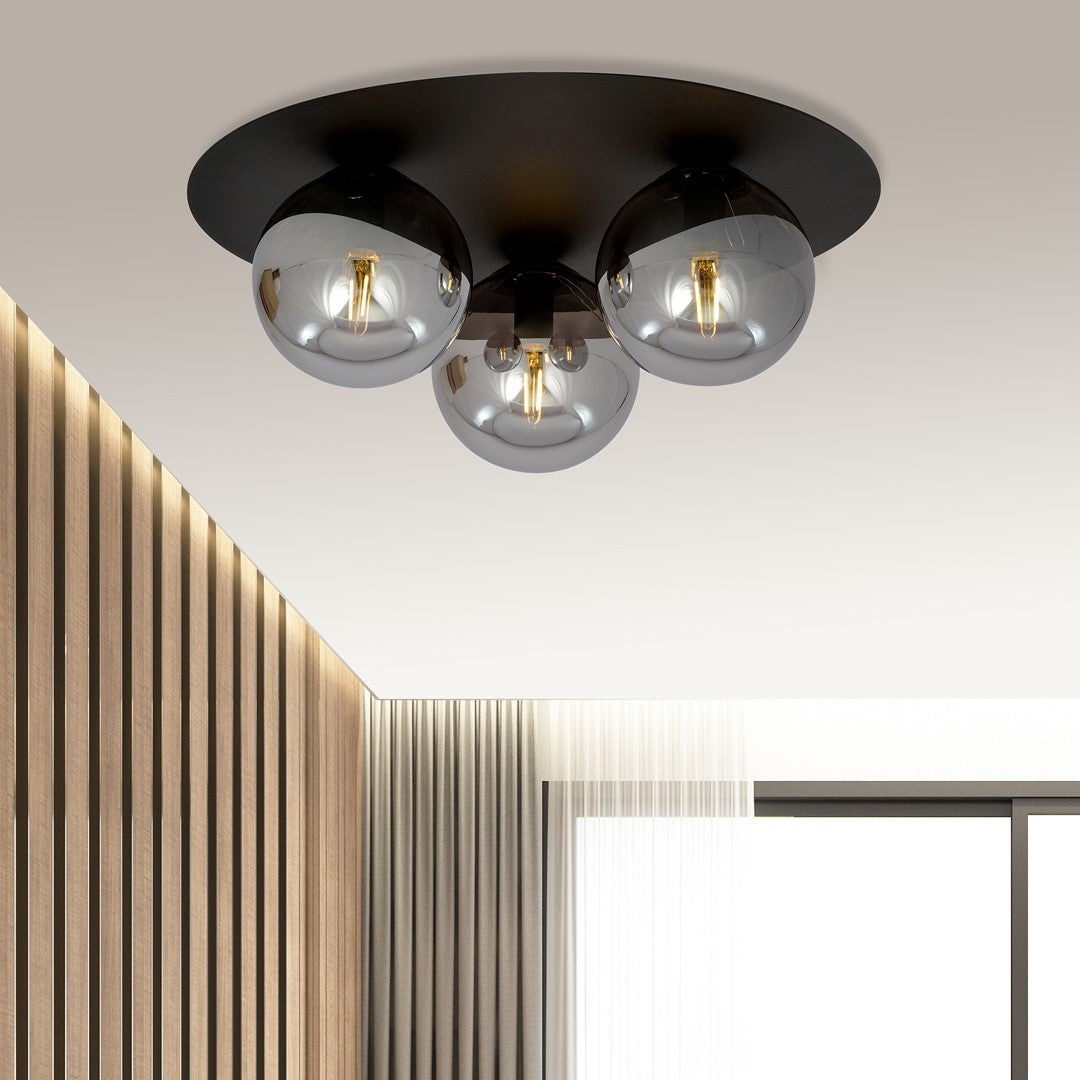 SOLAR 3 BLACK GRAFIT – Strakke plafondlamp met industrieel karakter