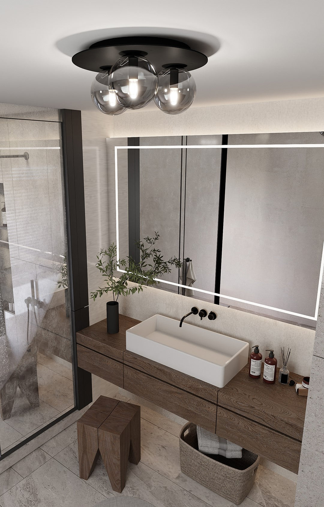SOLAR 3 BLACK GRAFIT – Strakke plafondlamp met industrieel karakter