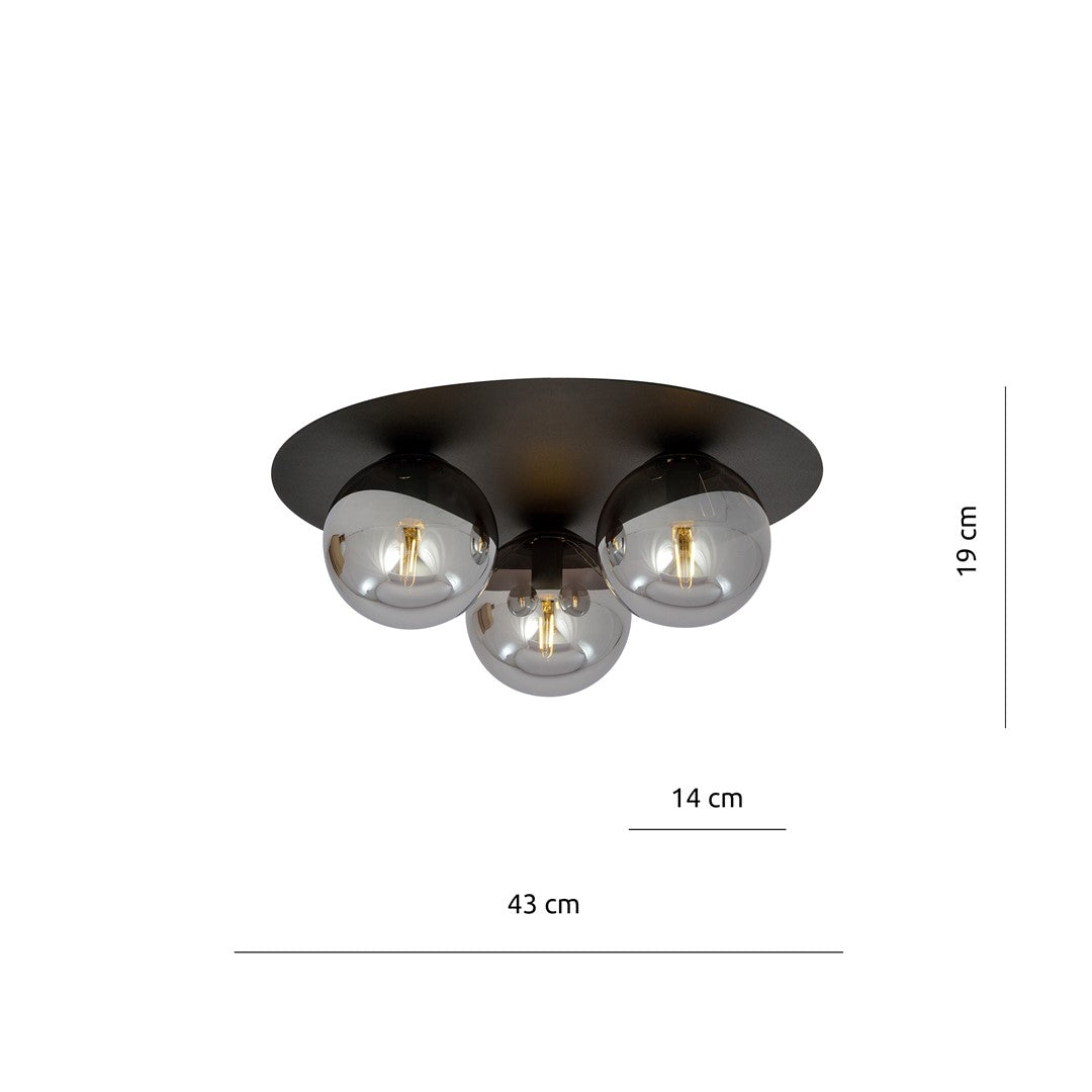 SOLAR 3 BLACK GRAFIT – Strakke plafondlamp met industrieel karakter