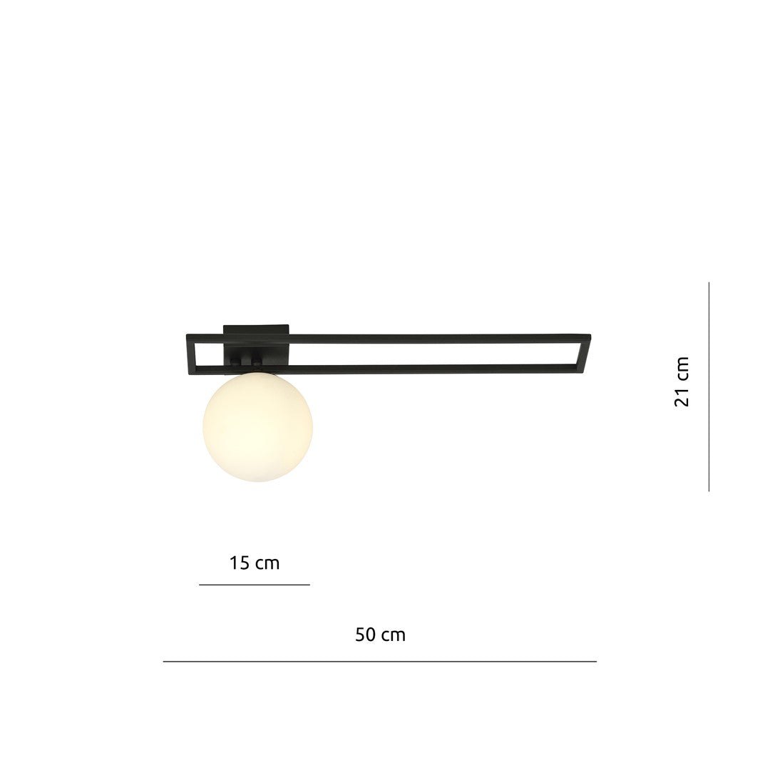 IMAGO 1C BLACK/OPAL – Minimalistische plafondlamp met industriële uitstraling