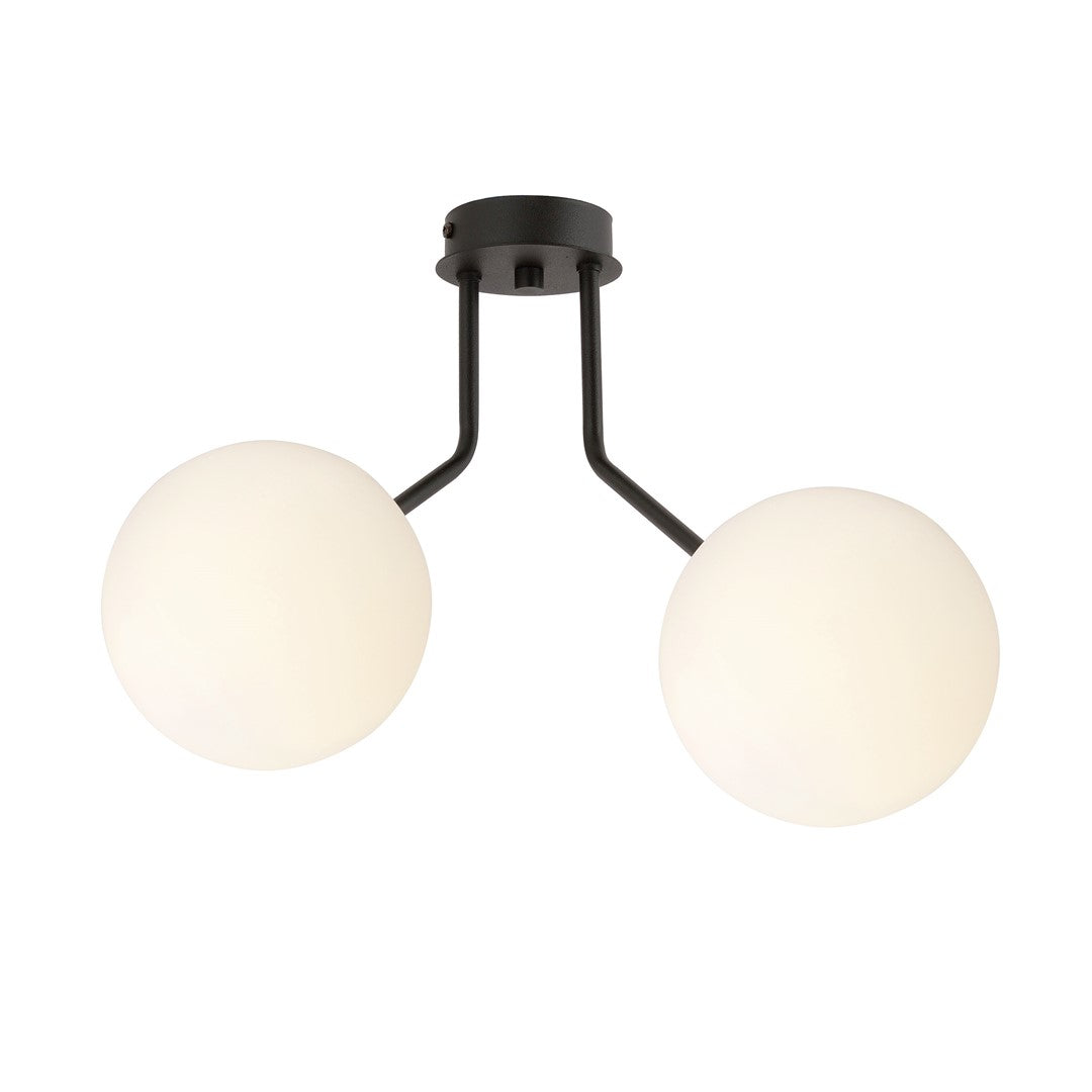 NOVA 2 BLACK OPAL – Minimalistische plafondlamp met elegante glazen kappen