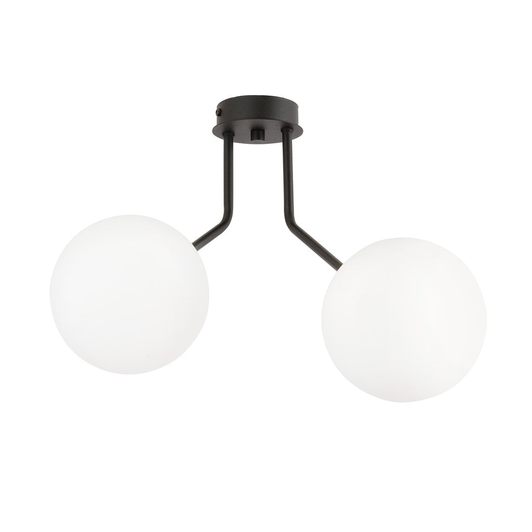 NOVA 2 BLACK OPAL – Minimalistische plafondlamp met elegante glazen kappen