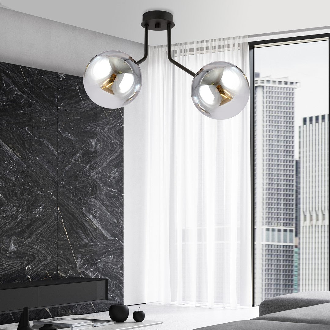 NOVA 2 BLACK GRAFIT – Minimalistisch design met elegante glazen kappen
