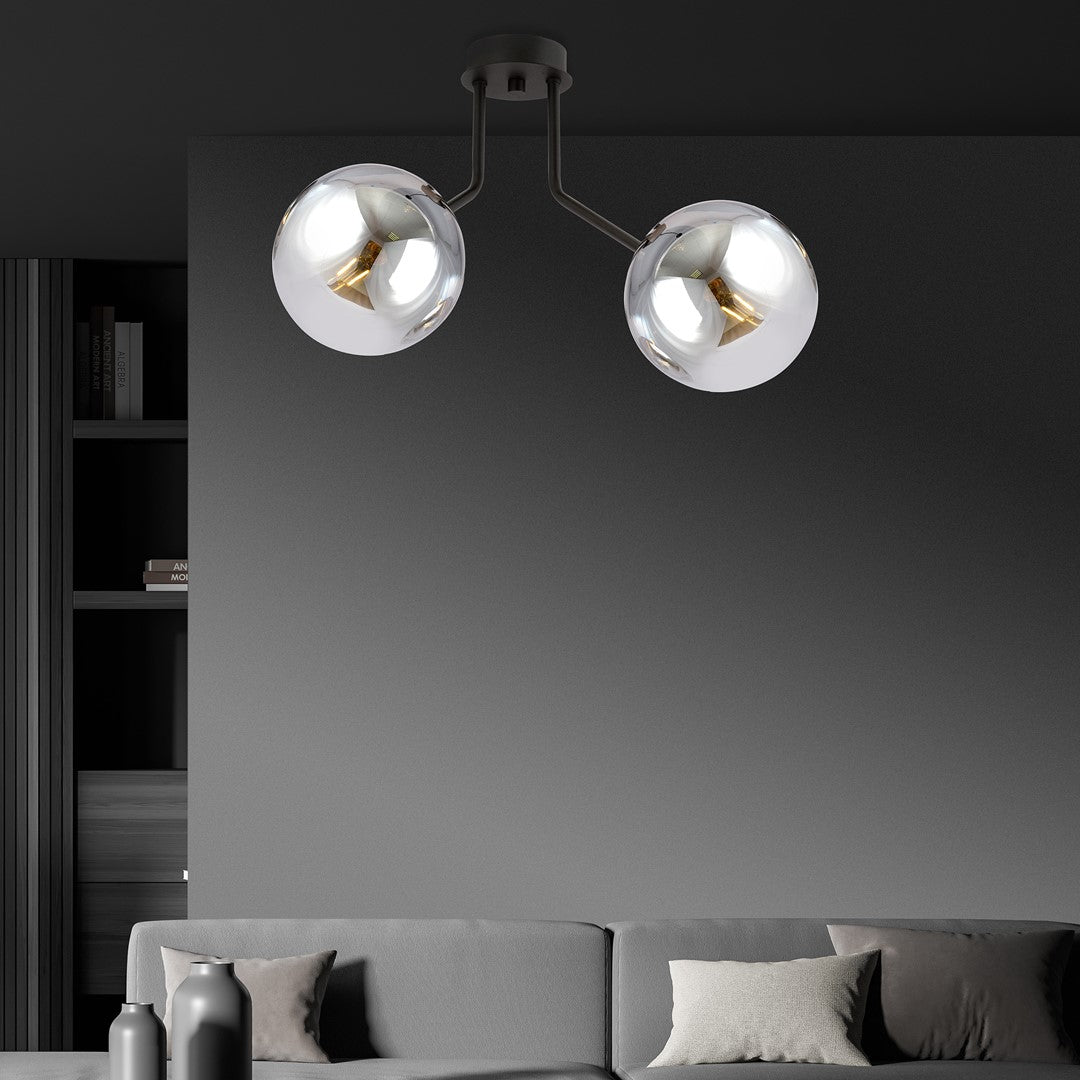 NOVA 2 BLACK GRAFIT – Minimalistisch design met elegante glazen kappen